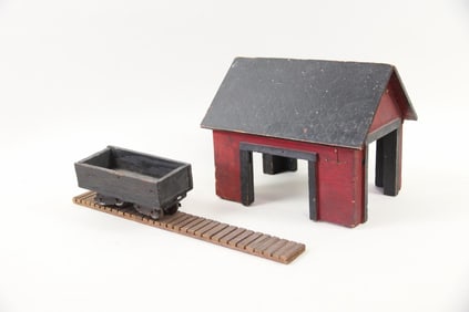 Painted Wood Folk Art Toy Train Set