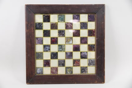 Multicolor Framed Reverse Painted Glass Game Board