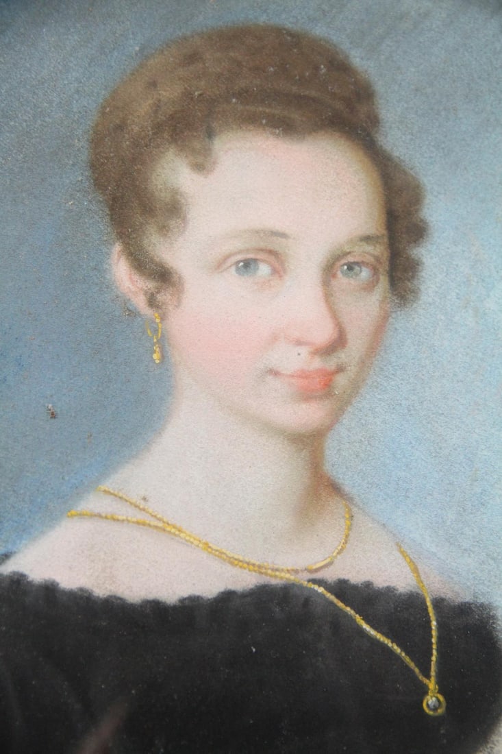 Primitive 19th C. Portrait of a Young Woman in Ebonized Frame (1 of 8)