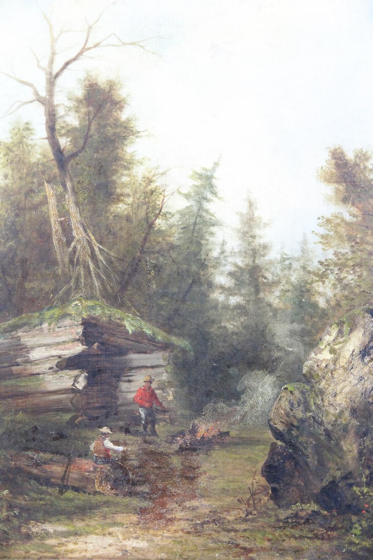Victorian Hunter's Camping Painting, Log Shanty (1 of 12)