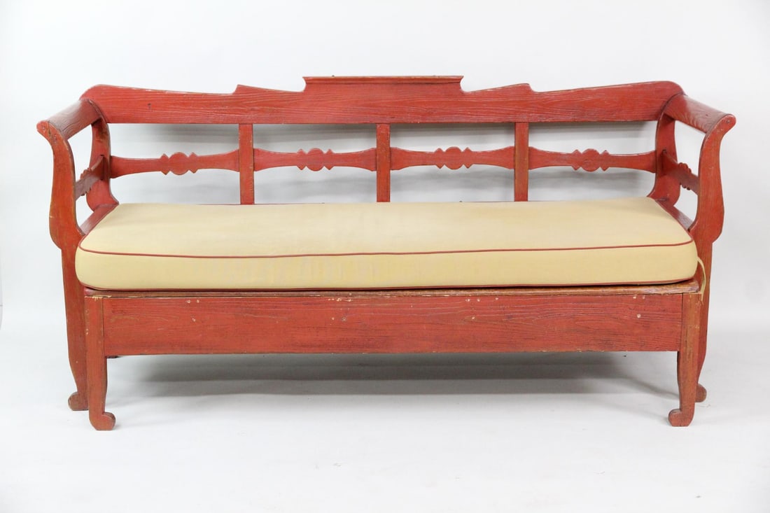 Primitive Pull-Out Settle Bench, Red Paint - 2