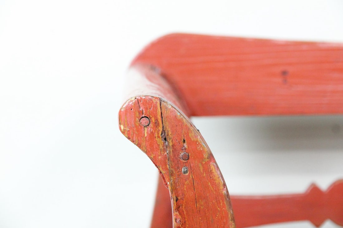 Primitive Pull-Out Settle Bench, Red Paint - 7