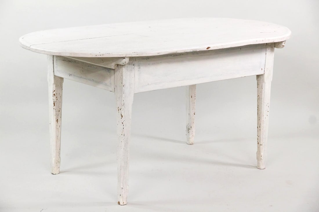 Antique White Painted Oval Farm Table (1 of 11)