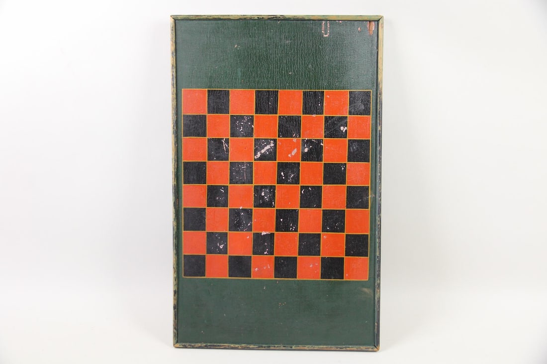 Folk Art Painted Red & Green Game Board (1 of 8)