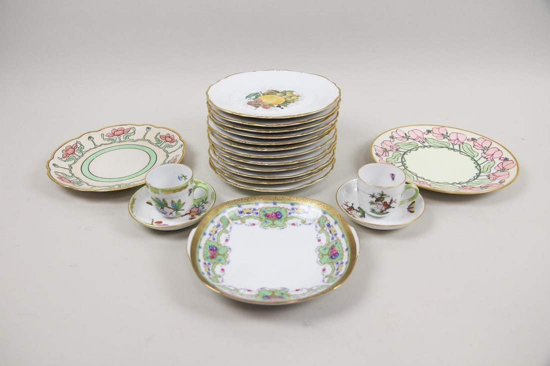 19 Pc Lot of China & Porcelain with Botanical & Bird Decoration, Herend (1 of 15)