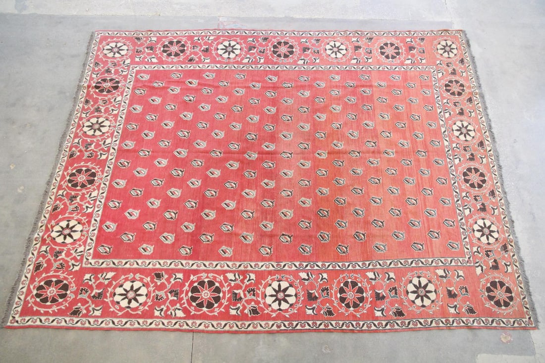 Soumak Floral Wool Rug, 9.5 x 13 Ft (1 of 10)