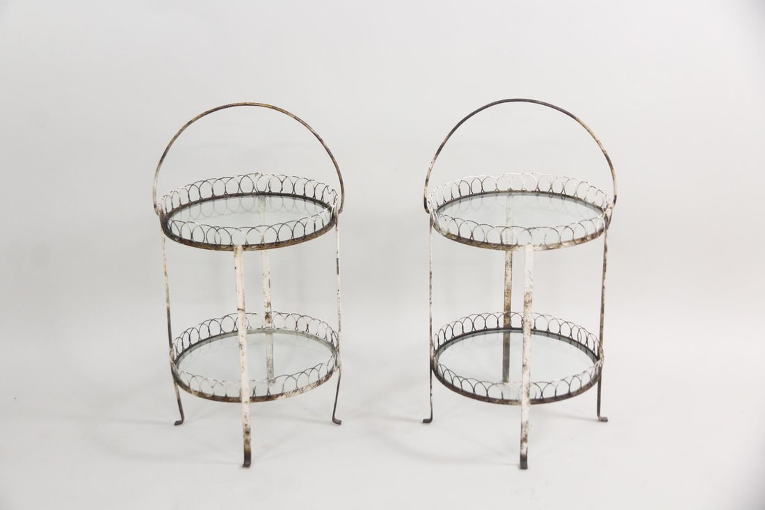 Pair of Curly Wire & Glass Mathieu Mategot Occasional Tables (1 of 8)