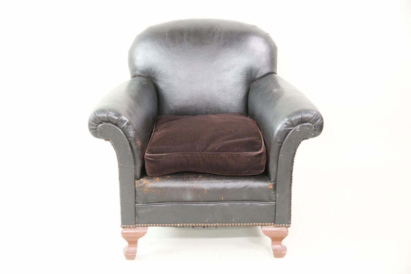French Leather & Velvet Club Chair (1 of 16)
