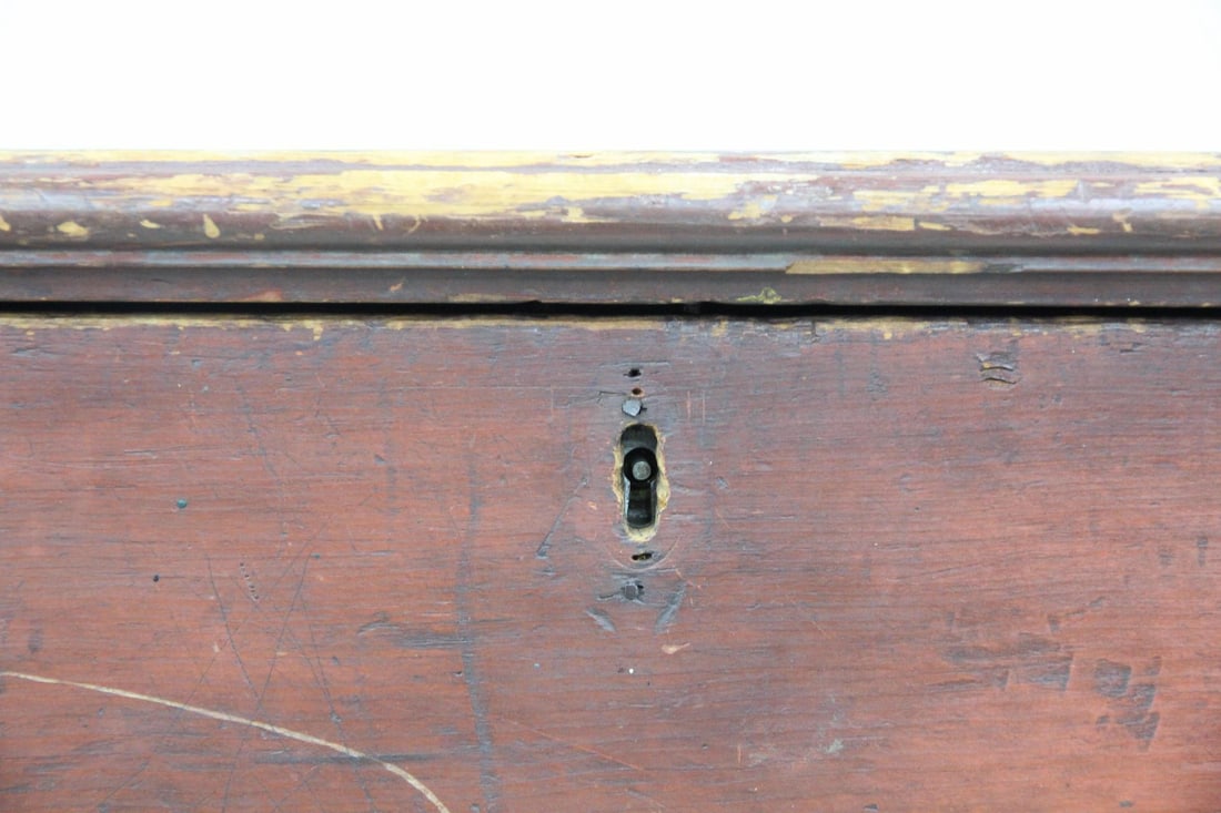 Antique Primitive Red Painted Trunk - 10