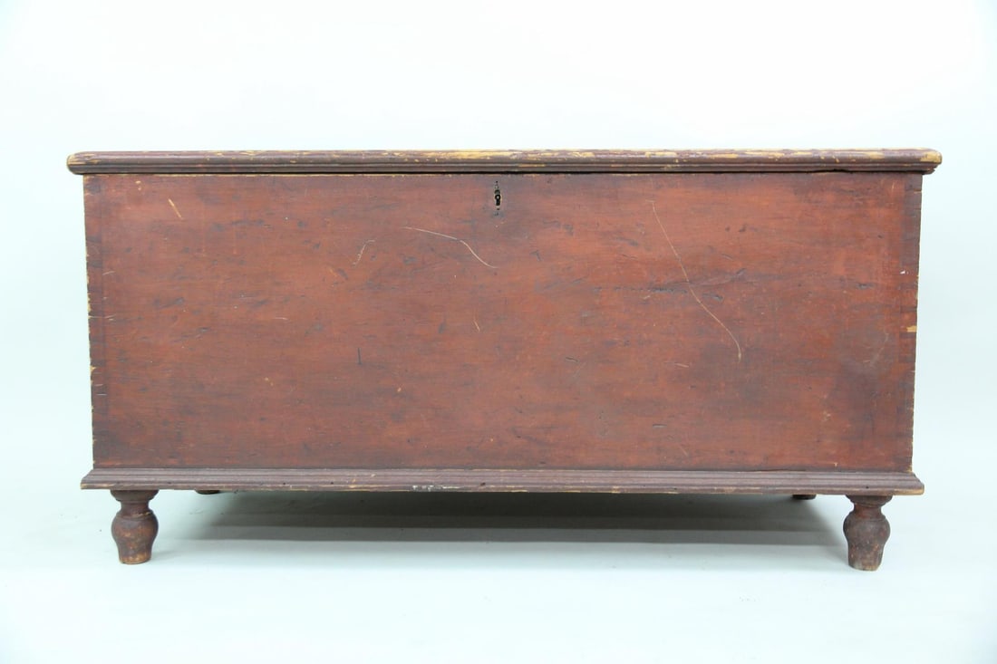 Antique Primitive Red Painted Trunk - 2
