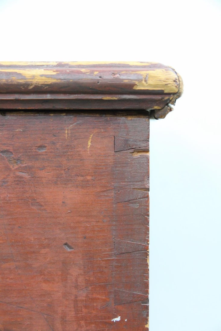 Antique Primitive Red Painted Trunk - 9