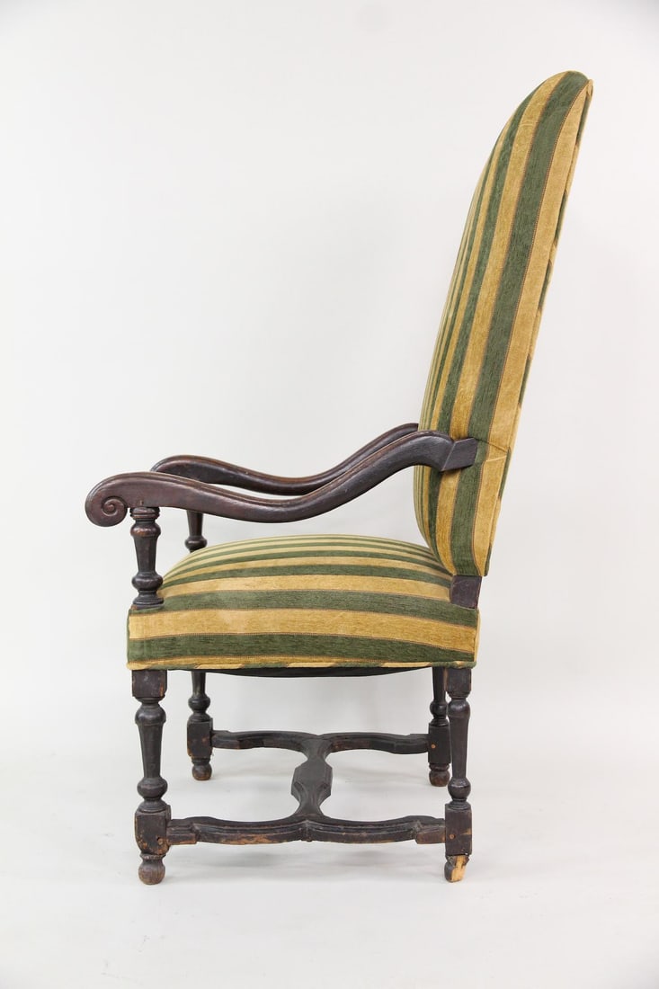Tall Back Baroque Chair with Velvet Striped Upholstery (1 of 14)