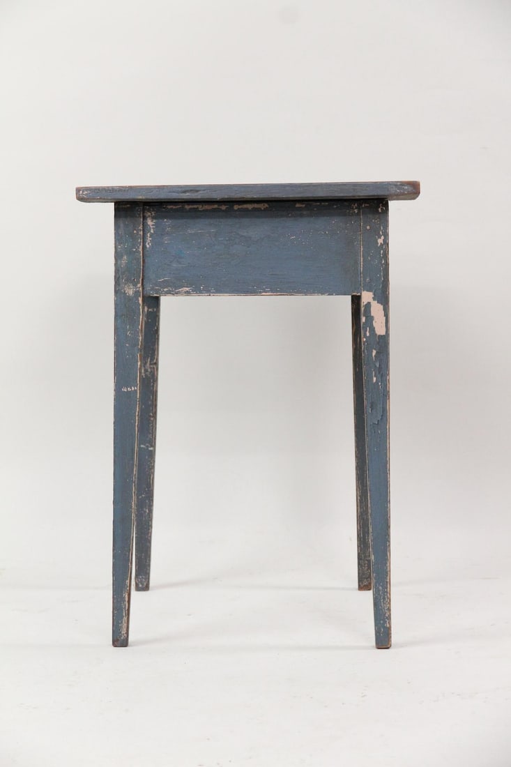 Primitive Blue Painted Side Table Stand - 12