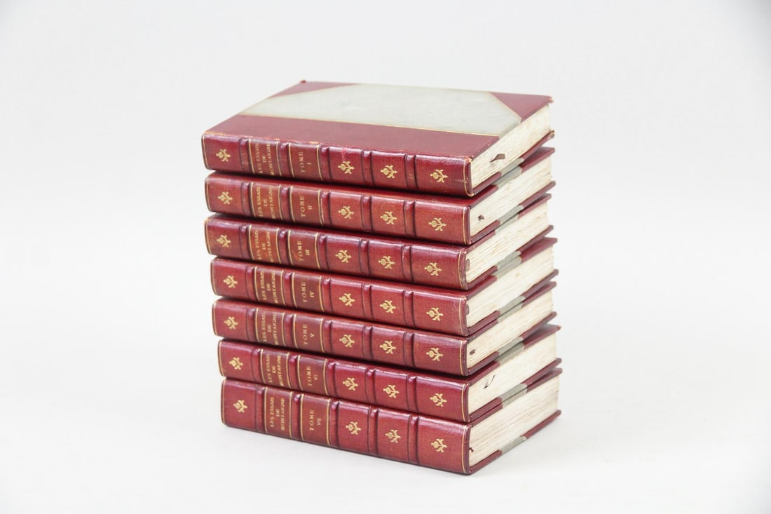 Leather-bound Volumes I-VII 'Les Essais De Montaigne' (1 of 12)
