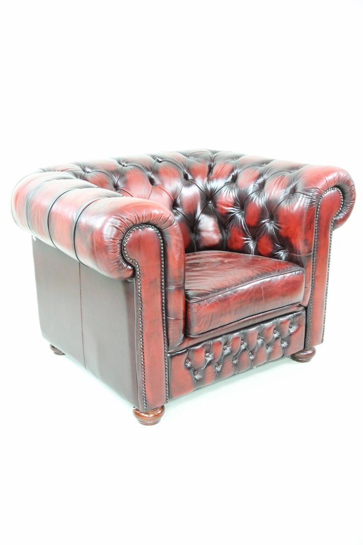 Oxblood Tufted Leather Chesterfield Armchair (1 of 11)