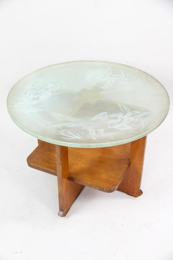 Danish Modern Art Deco Fish Motif Glass Coffee Table (1 of 20)