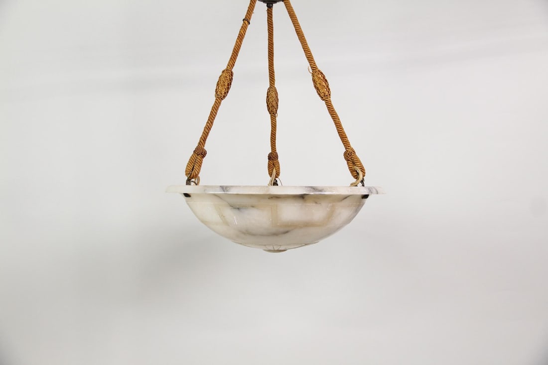 Art Nouveau Alabaster Hanging Lamp (1 of 15)