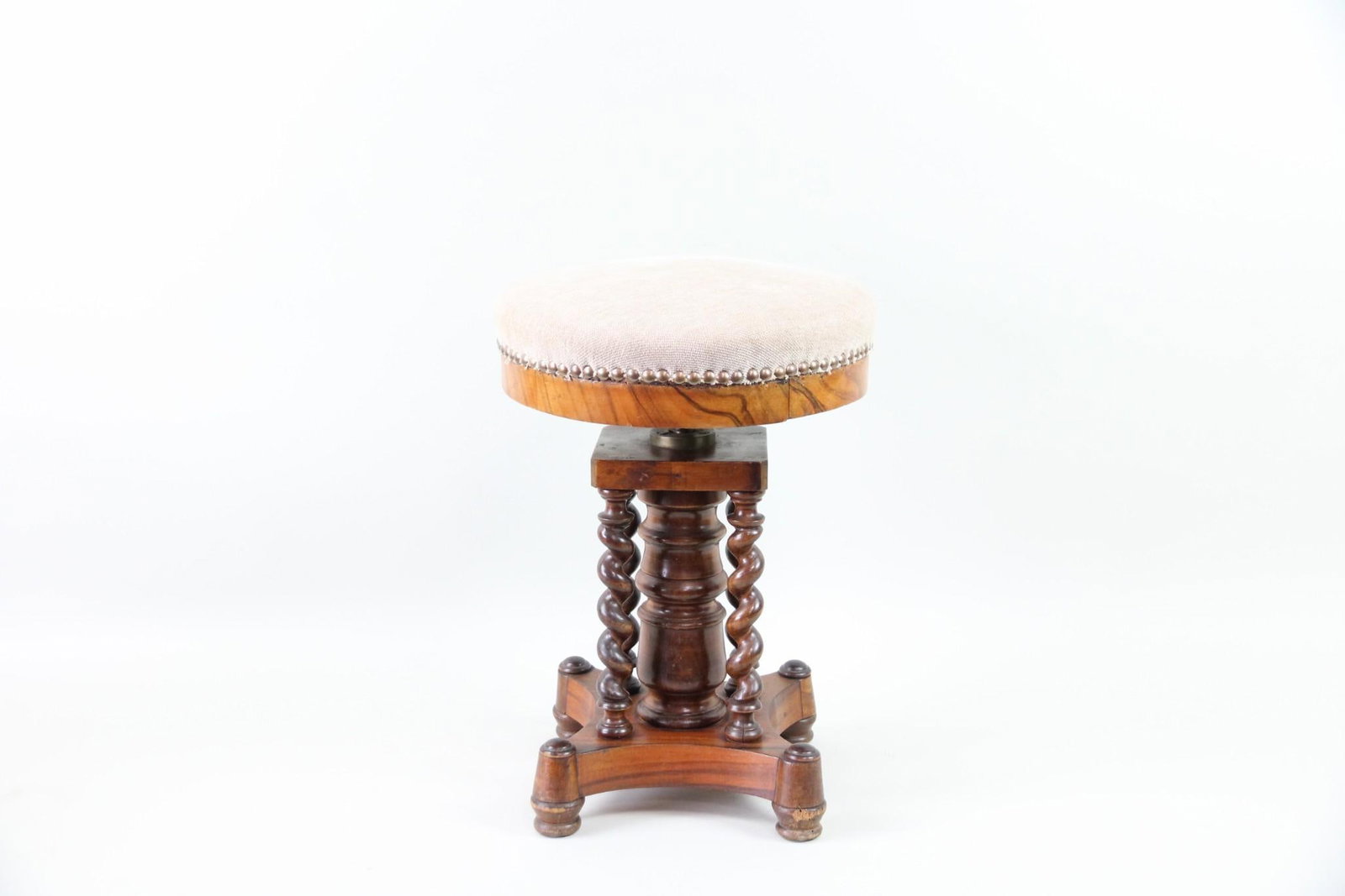 Victorian Barley Twist Adjustable Swivel Wooden Piano Stool (1 of 11)