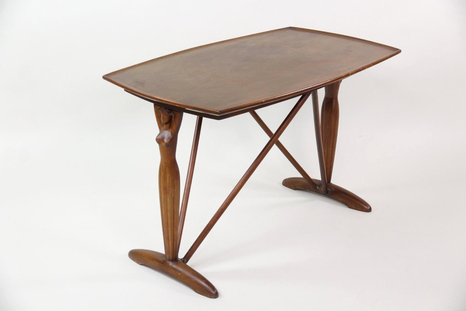 Walnut Occasional Table, Sculptural with Nude Female Figures (1 of 12)