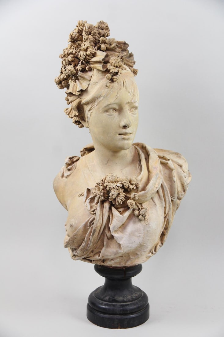 Albert-Ernest Carrier-Belleuse Terracotta Bust of a Woman (1 of 15)