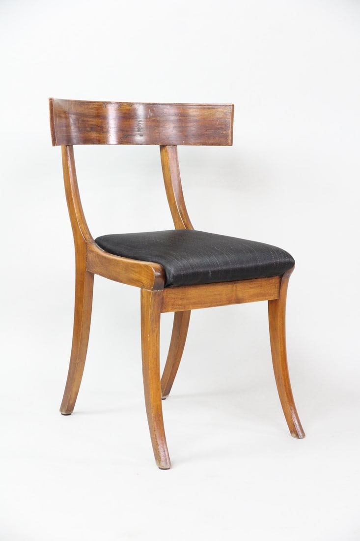 Wooden Klismos Chair with Horsehair Seat (1 of 11)
