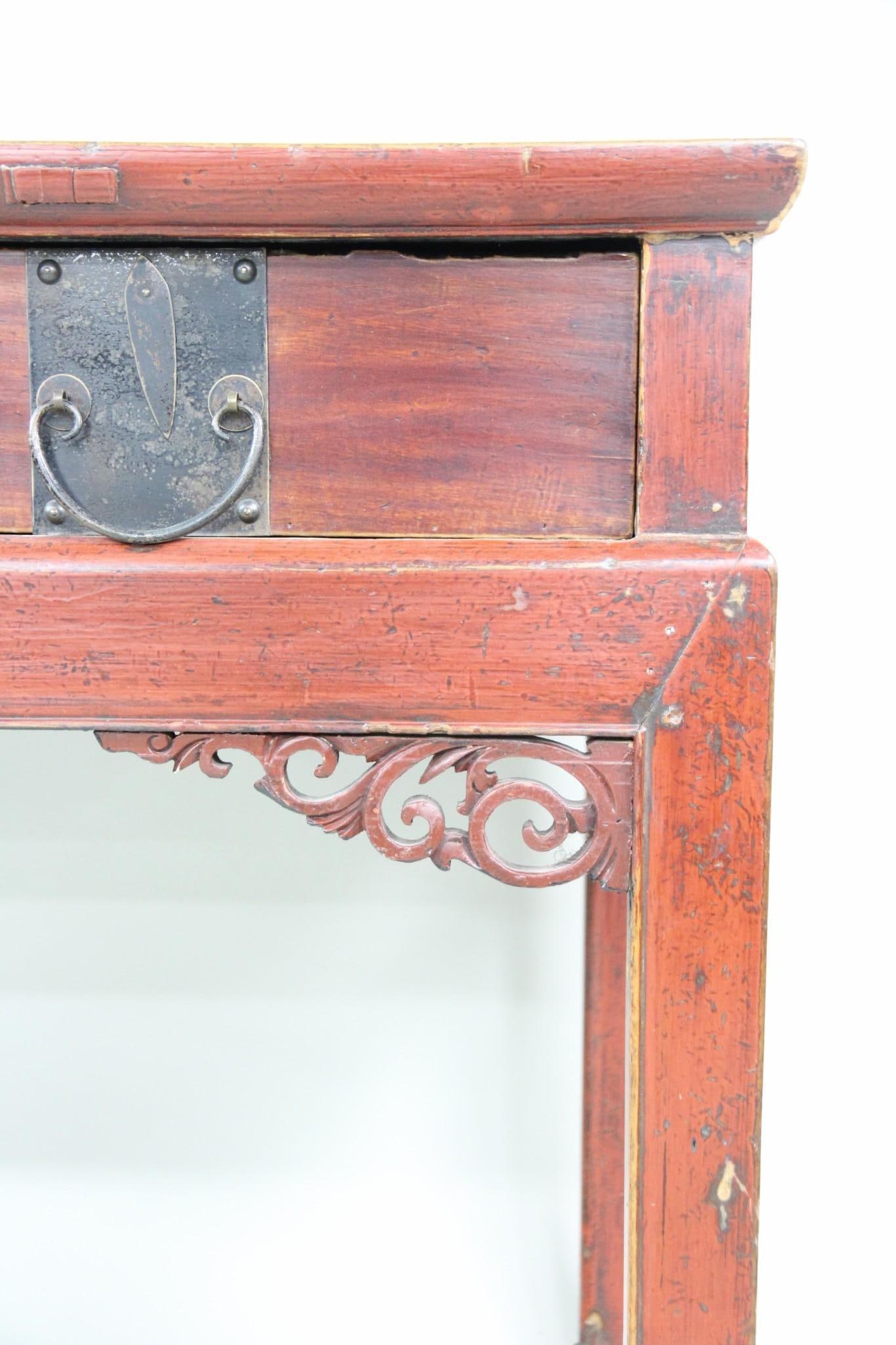 Chinese Red Lacquered Console Table - 2