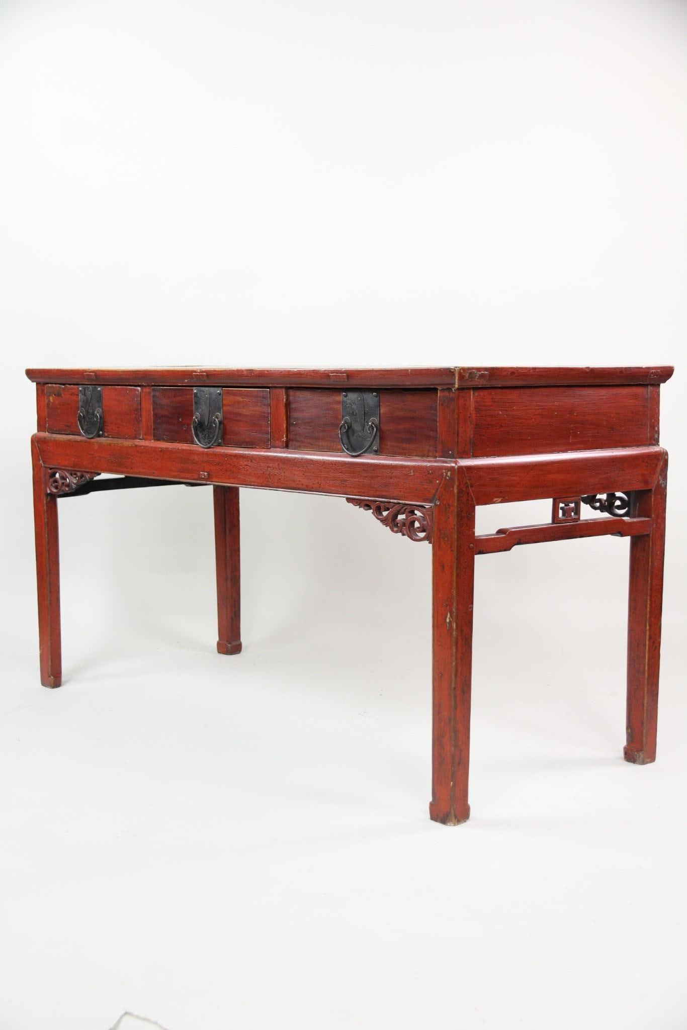 Chinese Red Lacquered Console Table - 3