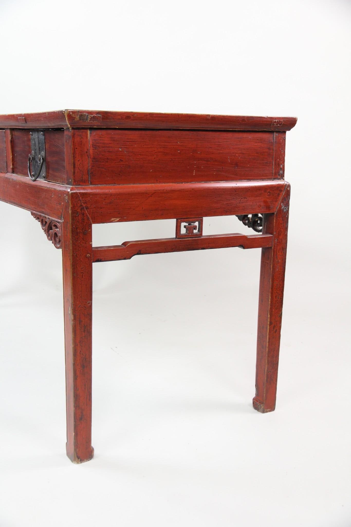 Chinese Red Lacquered Console Table - 4