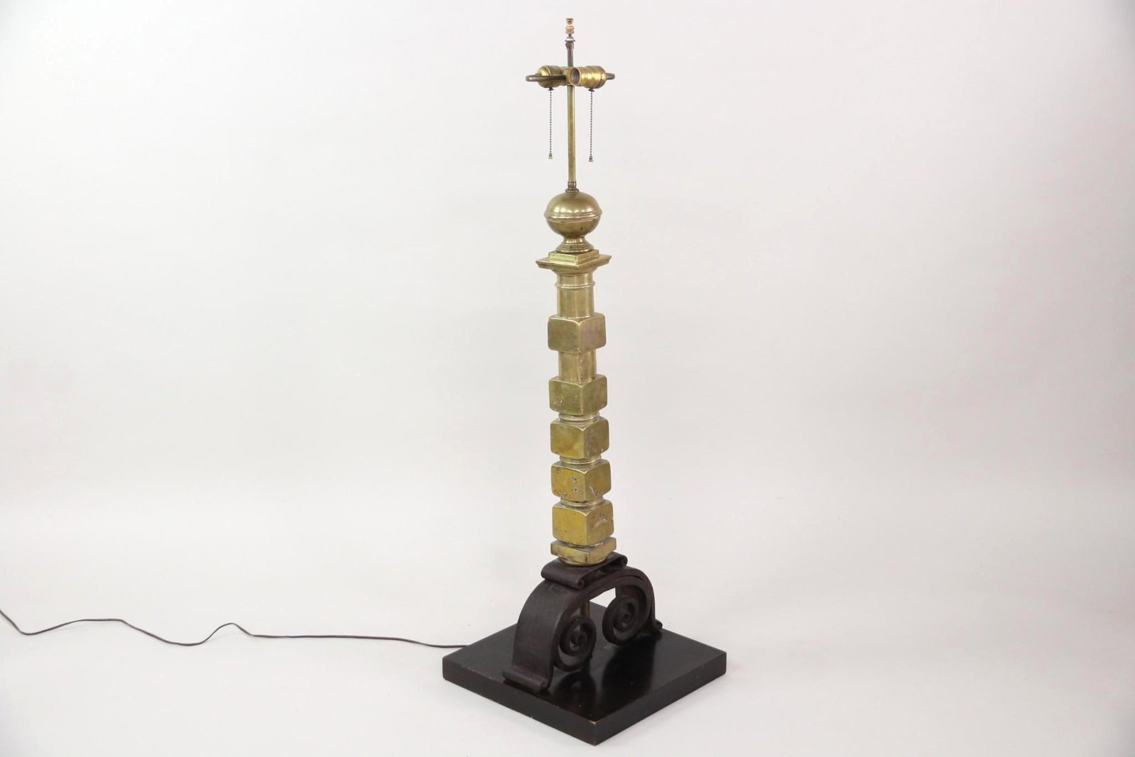 Art Deco Table Lamp, Stacked Brass & Iron (1 of 10)