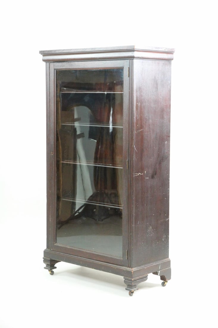 Glass Front Mahogany Bookcase Cabinet (1 of 19)