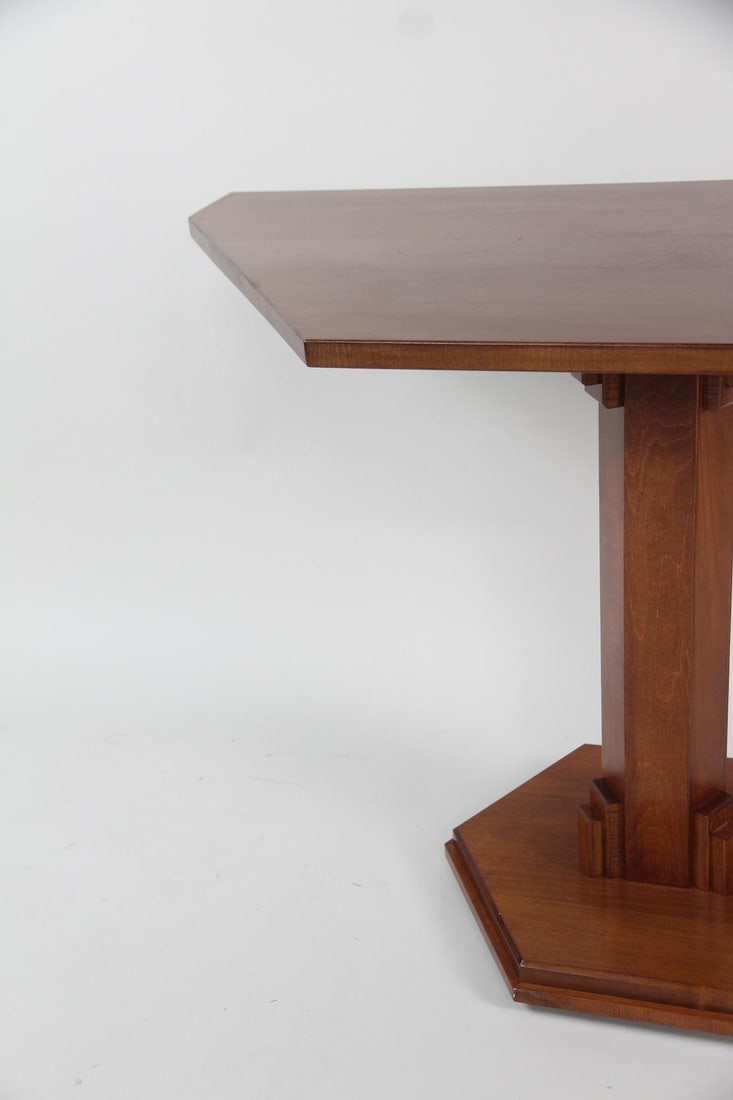 Contemporary Hexagonal Table with Deco Sculpted Base - 10