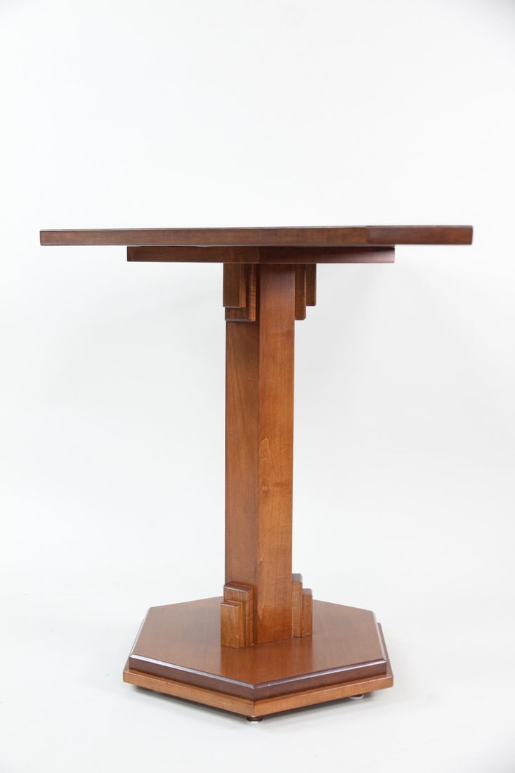 Contemporary Hexagonal Table with Deco Sculpted Base - 12