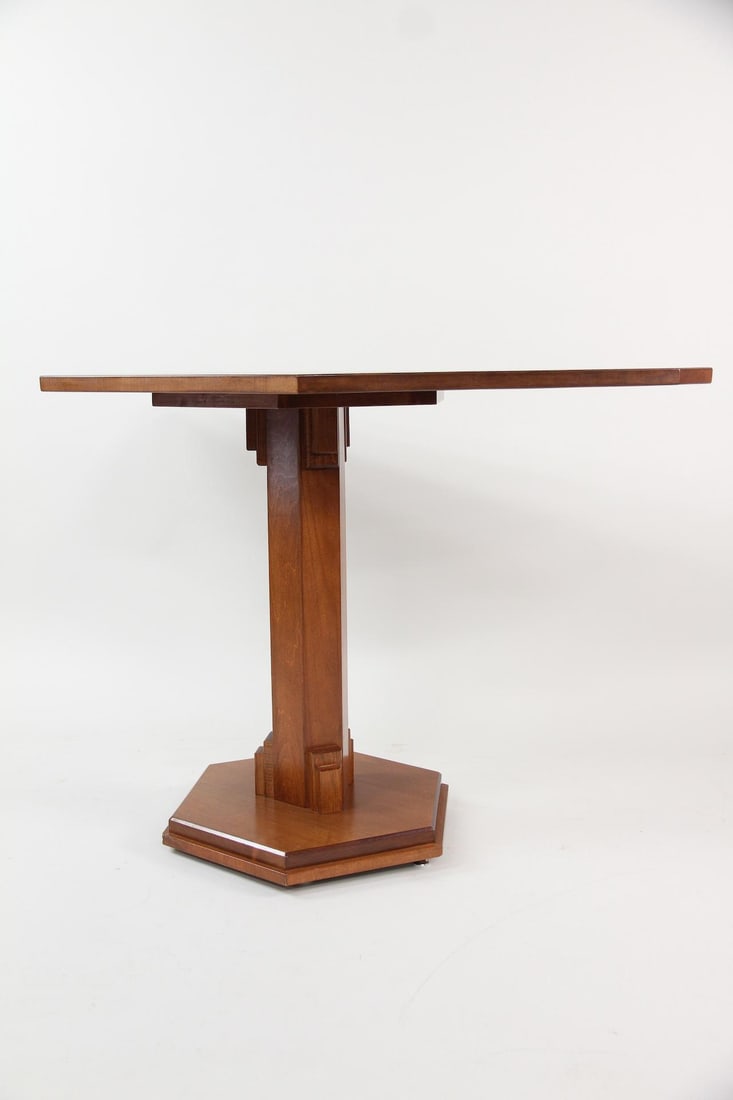 Contemporary Hexagonal Table with Deco Sculpted Base - 5