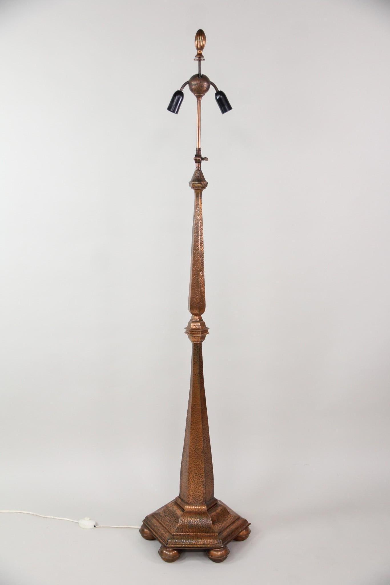 Adjustable Hammered Copper Floor Lamp with Shade (1 of 7)