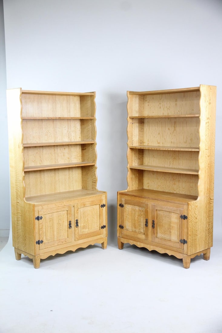 Pair of Danish Oak Shelf Bookcases, Henning Kjaernulf (1 of 20)
