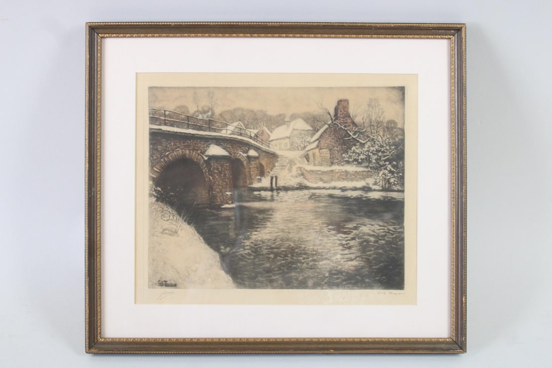 Lot of 3 Framed Color Etchings, Frits Thaulow & Van Der Dene (1 of 16)