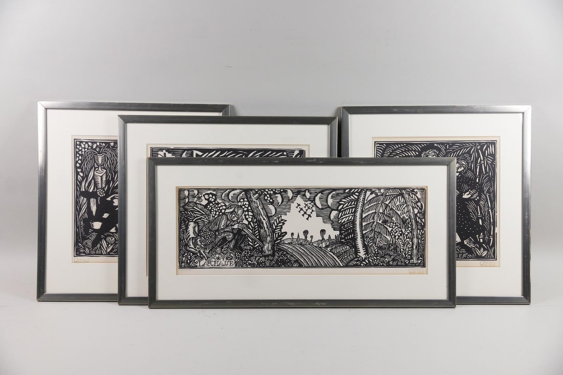 Group of 4 Woodblock Prints by Raoul Dufy, "Quatre Bois" (1 of 20)