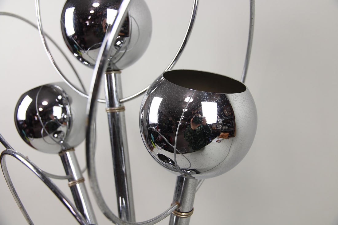 Atomic Space Age Chrome Eyeball Lamp - 2