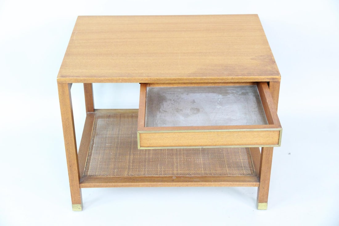 Caned One Drawer Side Table, Harvey Probber - 3