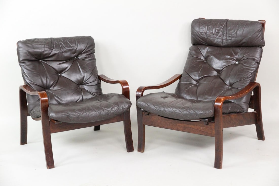 Danish Rosewood His and Hers Leather Lounge Chairs (1 of 11)