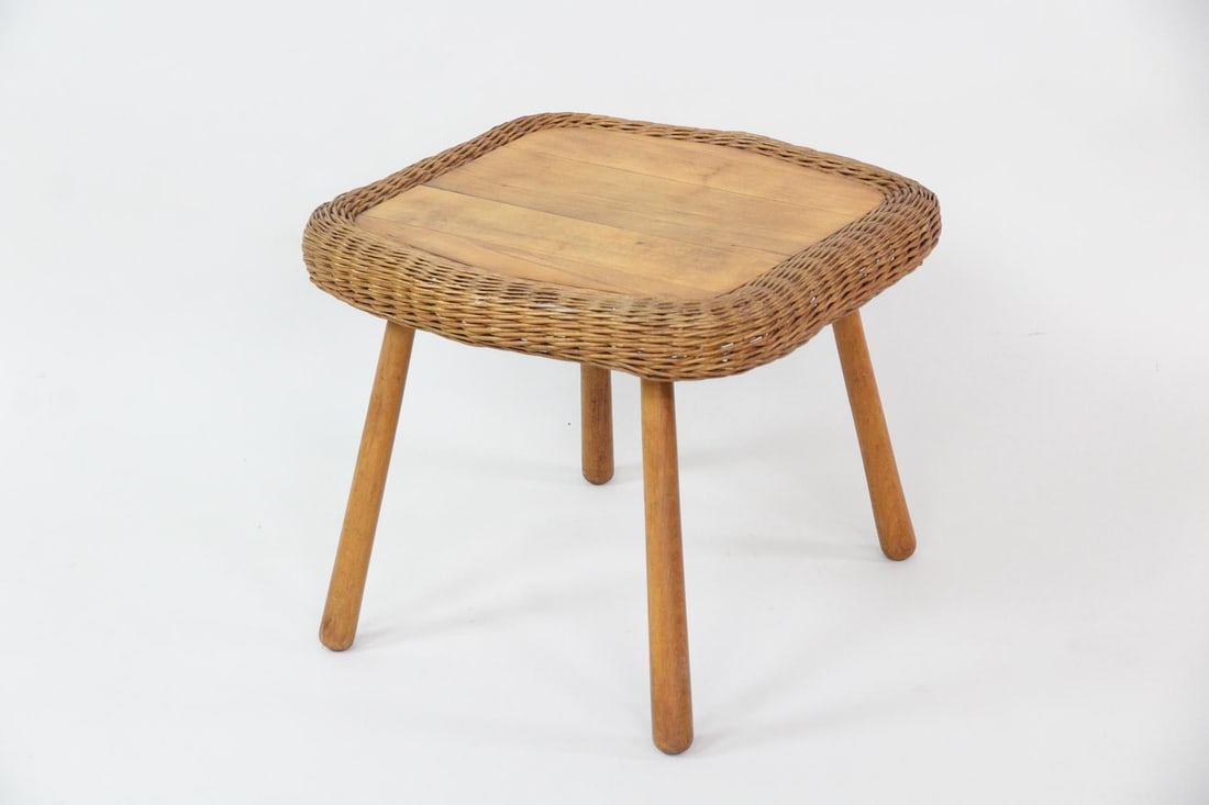 Wicker and Wood Side Table, Tony Paul (1 of 9)