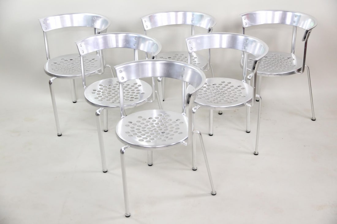 Set of 6 'Alu4' Aluminum Chairs by Kurt Thut for Seledue (1 of 16)