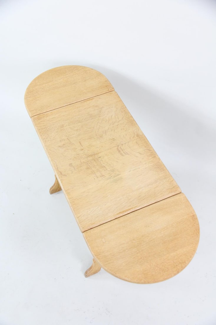 Danish Oak Drop Leaf Sewing Basket Side Table - 8