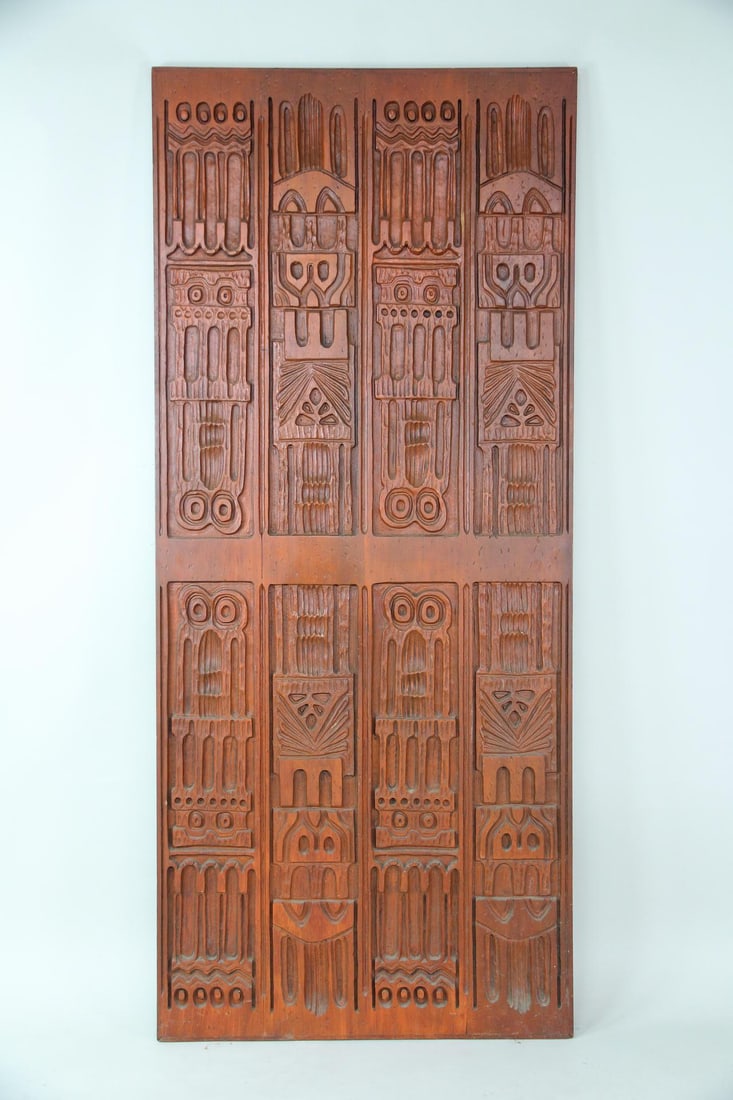 Carved Redwood Relief Panel by Evelyn Ackerman, 2 of 2 (1 of 6)