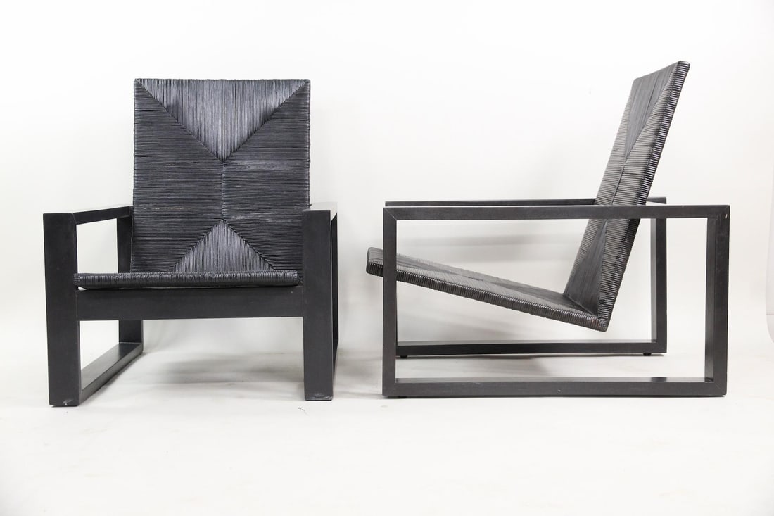 Pair of Black MC Home Wood Rattan "Palmilla" Chairs (1 of 16)