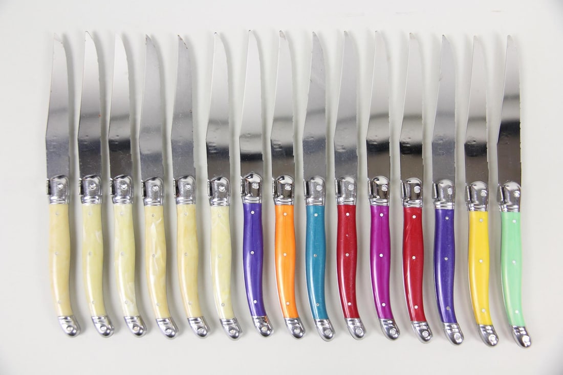 Group of 15 Laguiole Steak Knives with Rainbow Color Handles (1 of 10)