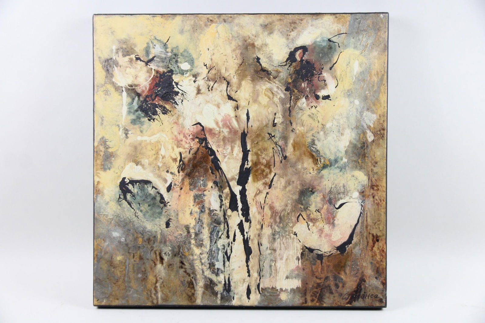 Abstract Expressionist Painting "Ecstasy", Graciela Larrea: Abstract Expressionist Painting "Ecstasy", Graciela Larrea. Painting on stretched canvas titled "Extastis" (Ecstasy). Signed lower right by the artist Graciela Larrea, along with additional informatio