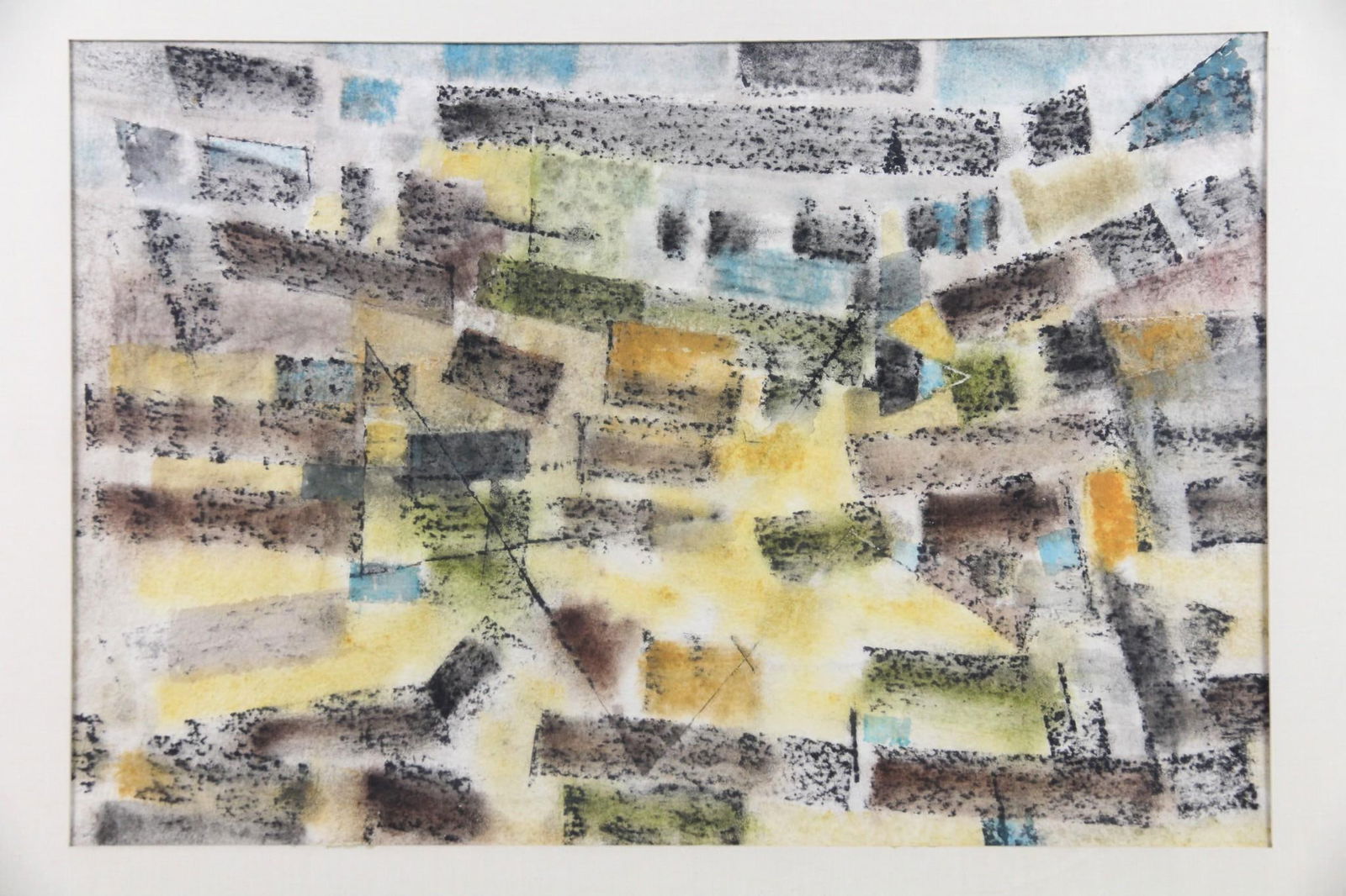 Sibley Smith Abstract Expressionist Watercolor Painting 1954: Sibley Smith Abstract Expressionist Watercolor Painting. Watercolor and charcoal painting on paper by the artist Sibley Smith (1908-1971.) Exhibited at the RISD Woods-Gerry Gallery for the Sibley Smit