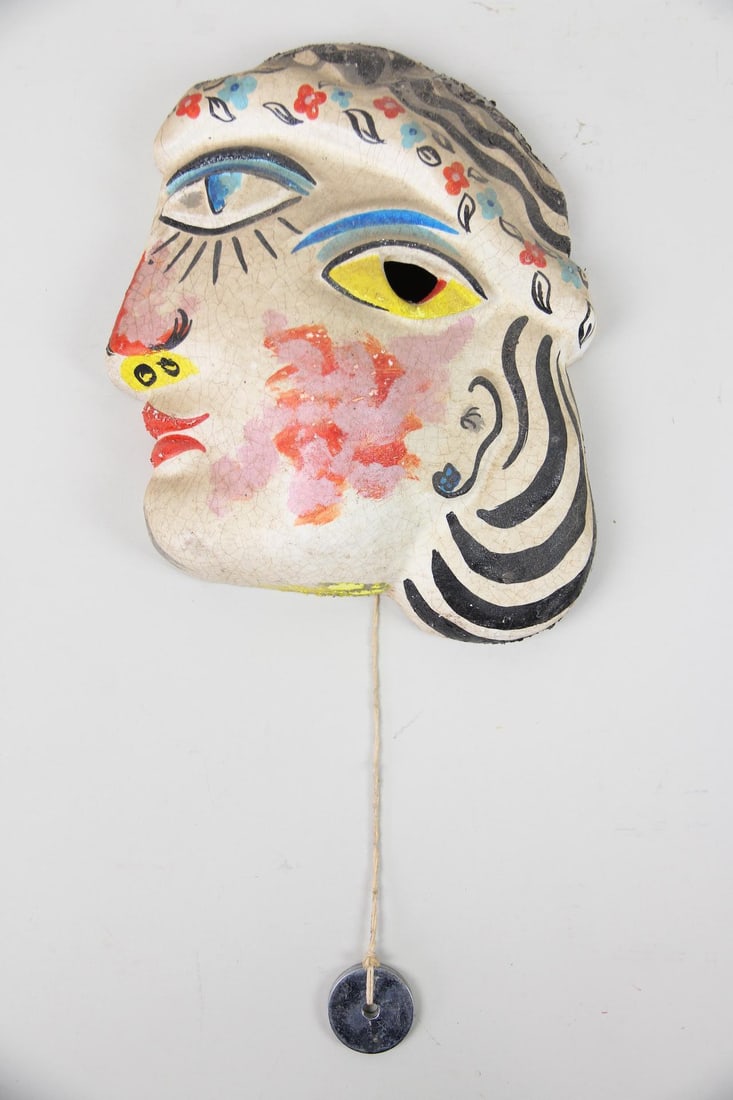 Venetian Folk Art Papier Mache Mask, Woman in Profile (1 of 10)