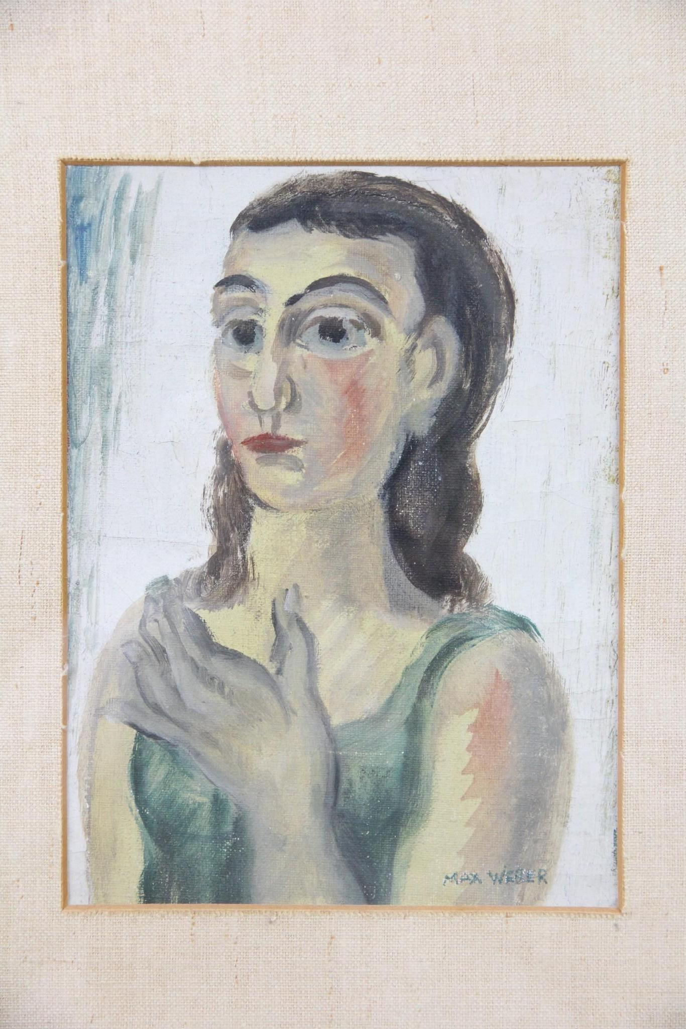 Max Weber Oil Painting "Portrait of a Woman": Max Weber Modernist Oil Painting "Portrait of a Woman." Oil on canvas painting of a woman, signed lower right by the Modernist artist Max Weber (American 1881-1961.) In a giltwood frame with identifyi